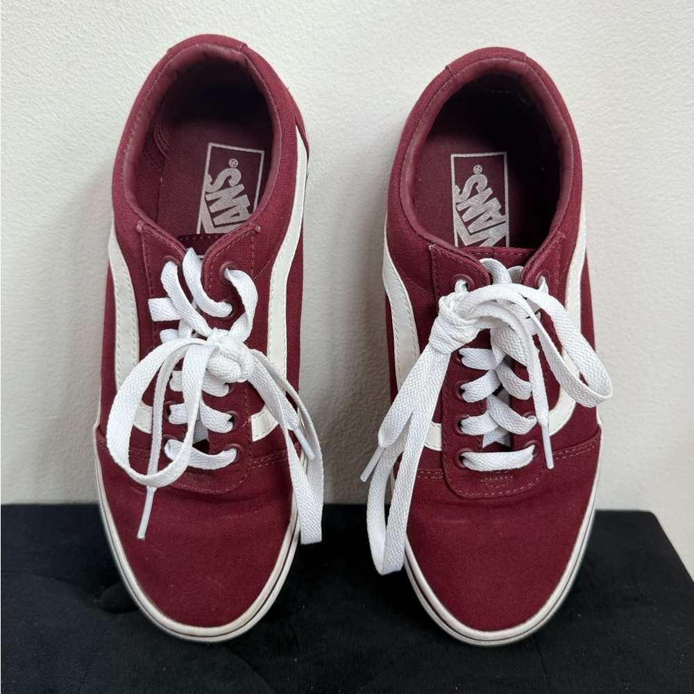 Vans Burgundy and White Classic Sneakers